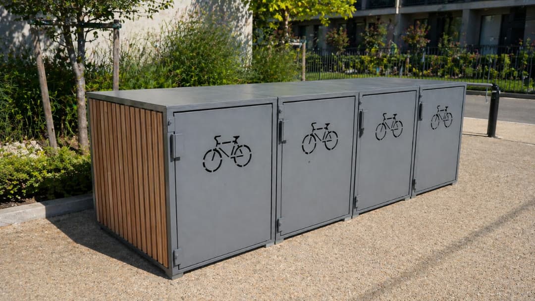 Box vélo individuel en acier Steelbox avec toit standard, sans végétalisation