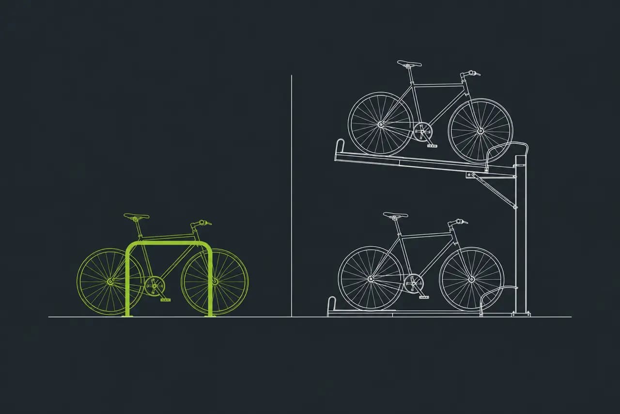 Comparaison entre un arceau en U inversé et un rack vélo double étage